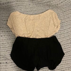 Eberjey Beige and Black Pajama Set